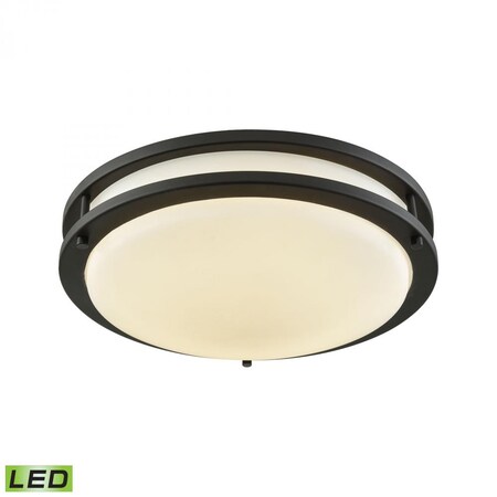 Thomas Clarion 11-inch LED Flush Mount in Oil Rubbed Bronze with a White Glas CL782011